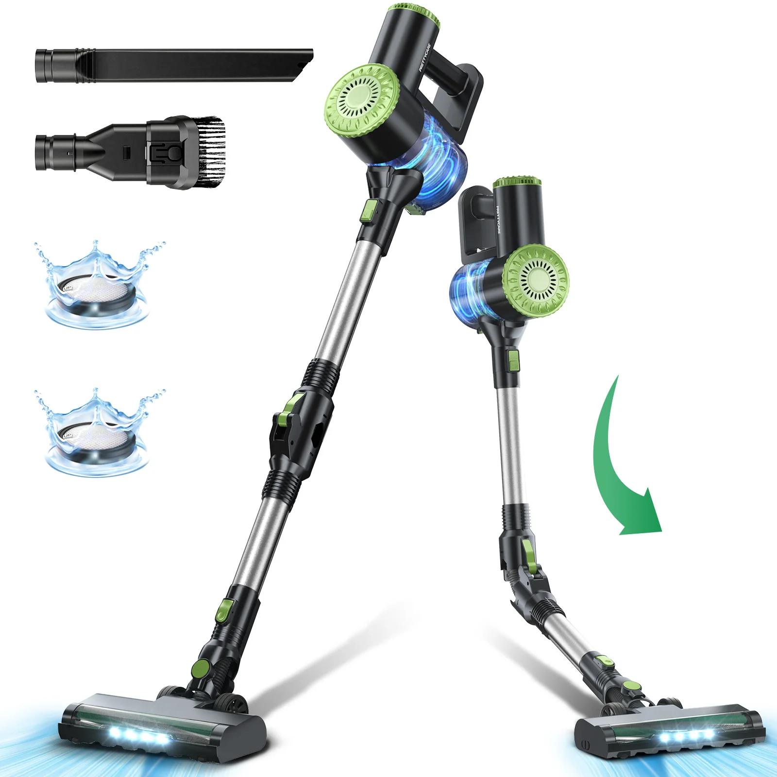 PRETTYCARE W400 Strong Suction Power Bagless Rechargeable Vacuums 3 In 1 Handheld Cordless Stick Smart Vacuum Cleaner For Home