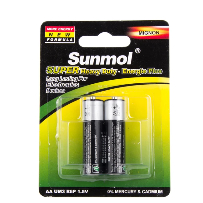 Сверхмощный Цинковый карбоновый аккумулятор Sunmol UM3 1 5 в R6 сухая батарея AA Dual A для игрушек