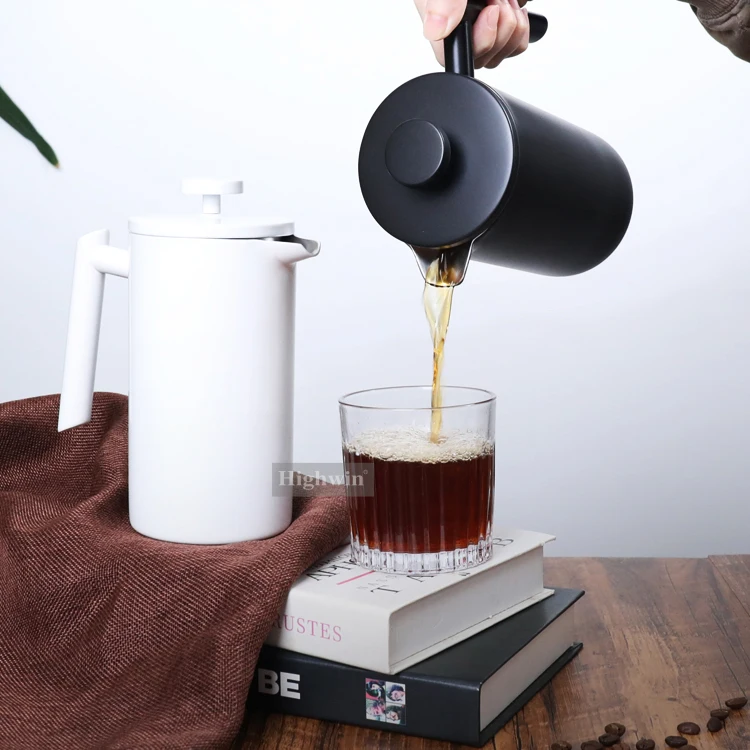 HIGHWIN Multicolored Double Wall French Press Coffee Tea Maker Insulated French Press with Ergonomic Handle