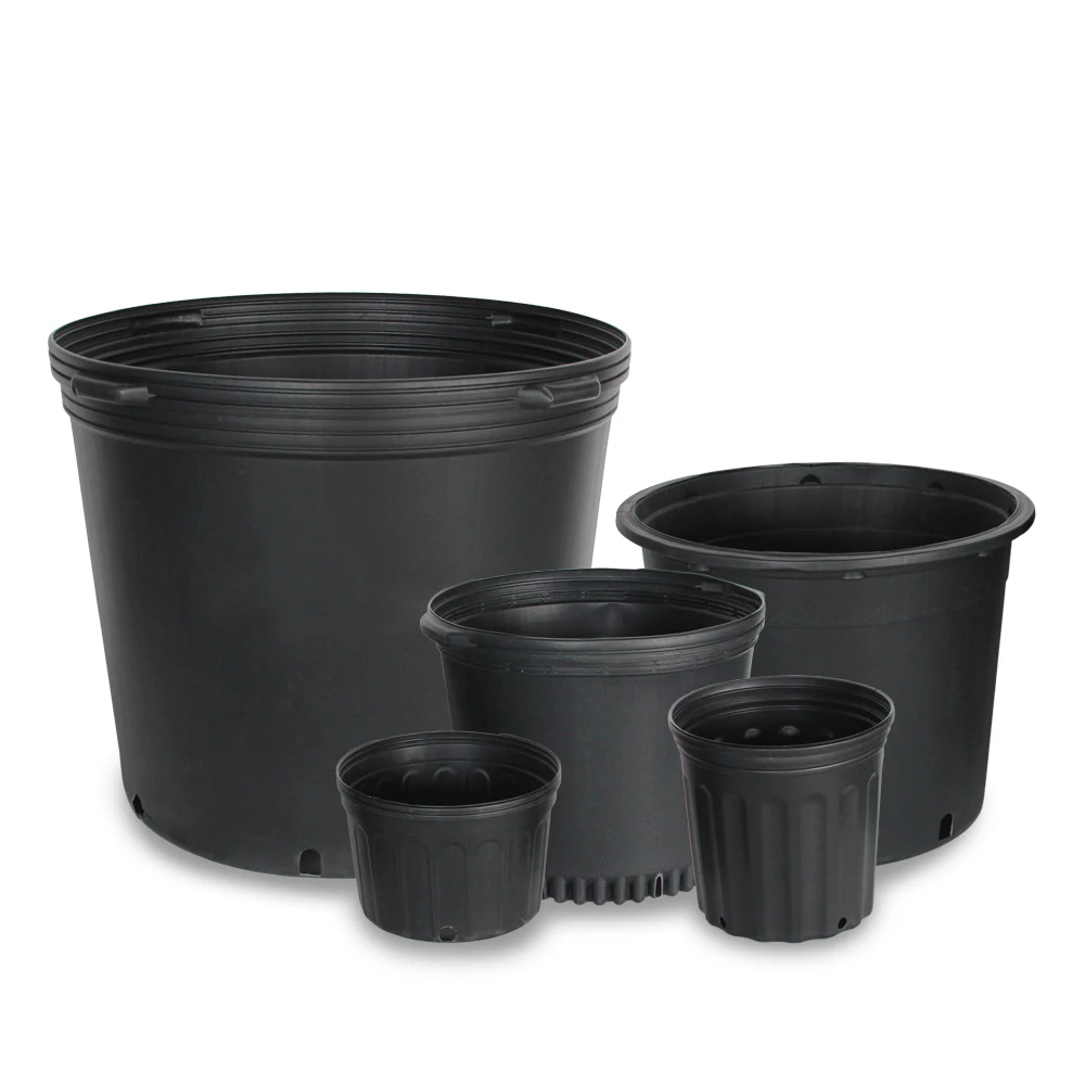 cheapest lightweight flower pot black nursery pot plastic gallon pots