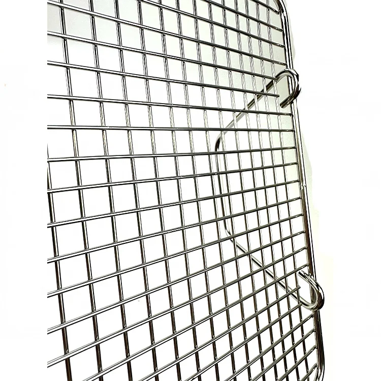 hot sale BBQ grill net with handle stainless steel square net for BBQ
