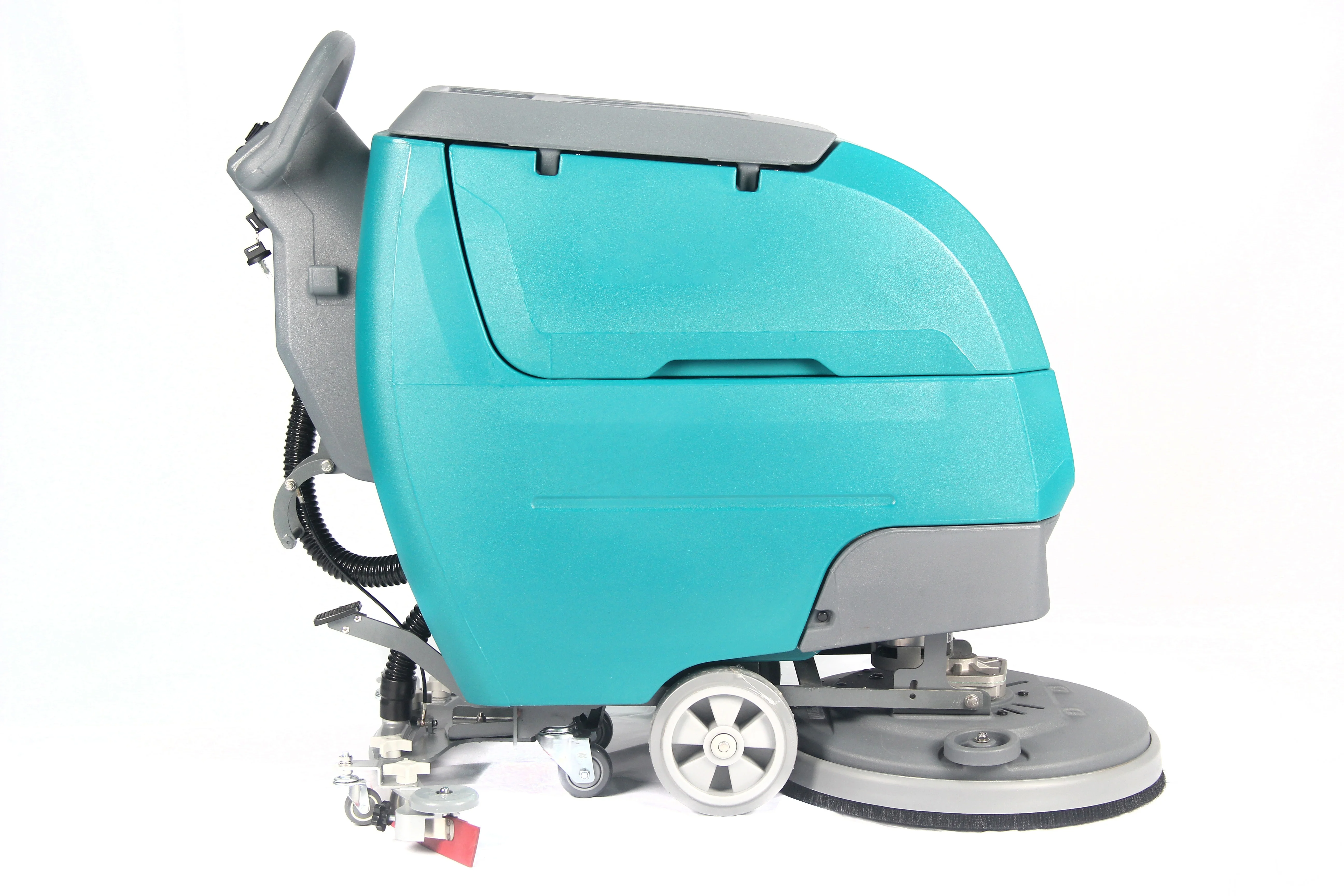 Manual street cleaning scrubbing hand push dust cleaner equipment walk behind floor scrubber machine