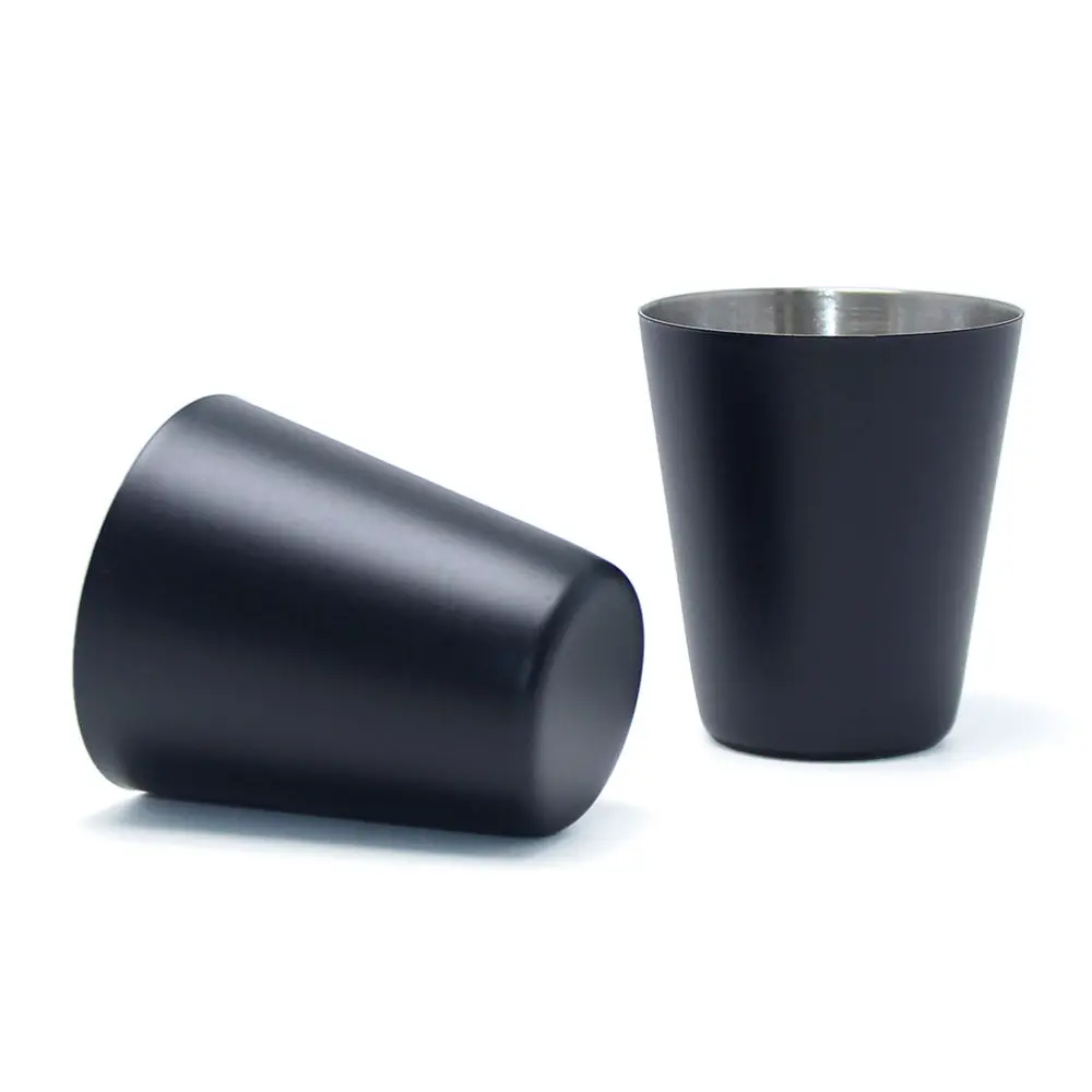 30ML Black Metal Stainless Steel Wine Drinking Mini Cup Outdoor Travel Barware Whiskey Mugs Home Kitchen Bar Black Shot Glasses