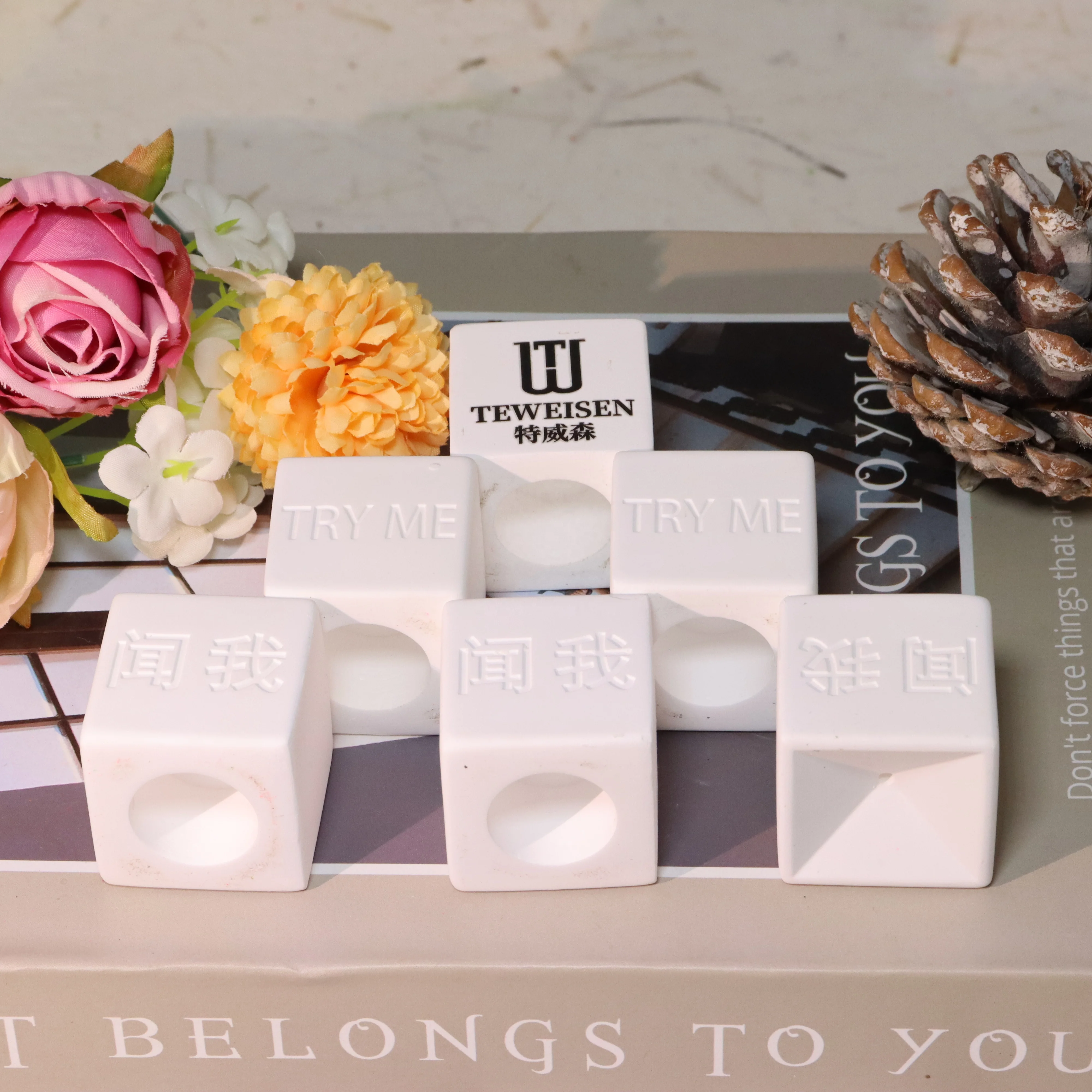 2024 Customized Logo Gypsum Block Square Perfume Test Stone Set Environmentally Friendly Air Freshener