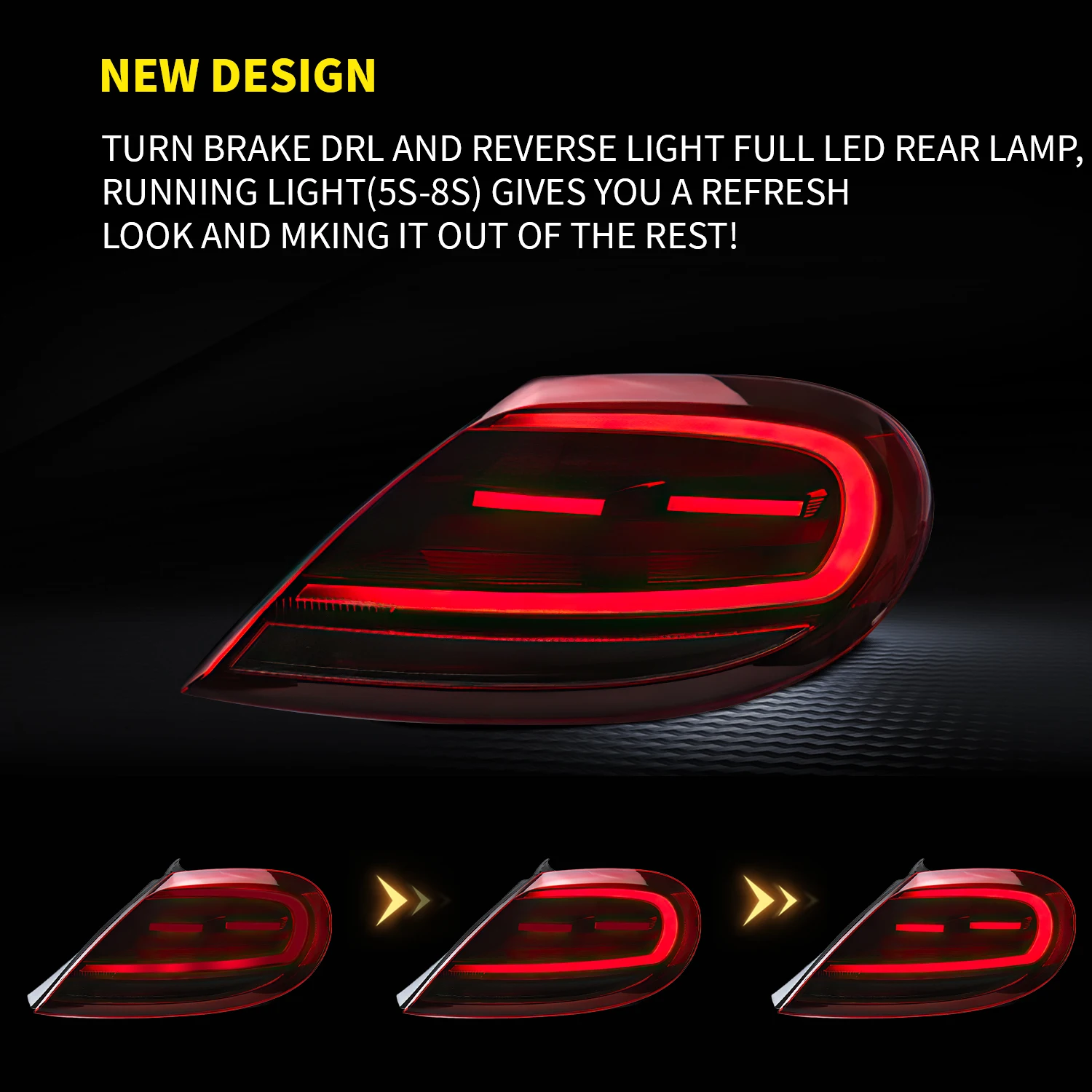 Archaic Car Lamp Sequential Turning Signal With Parking Light Full Led Taillight For VW Beetle 2013-up Rear Lamp