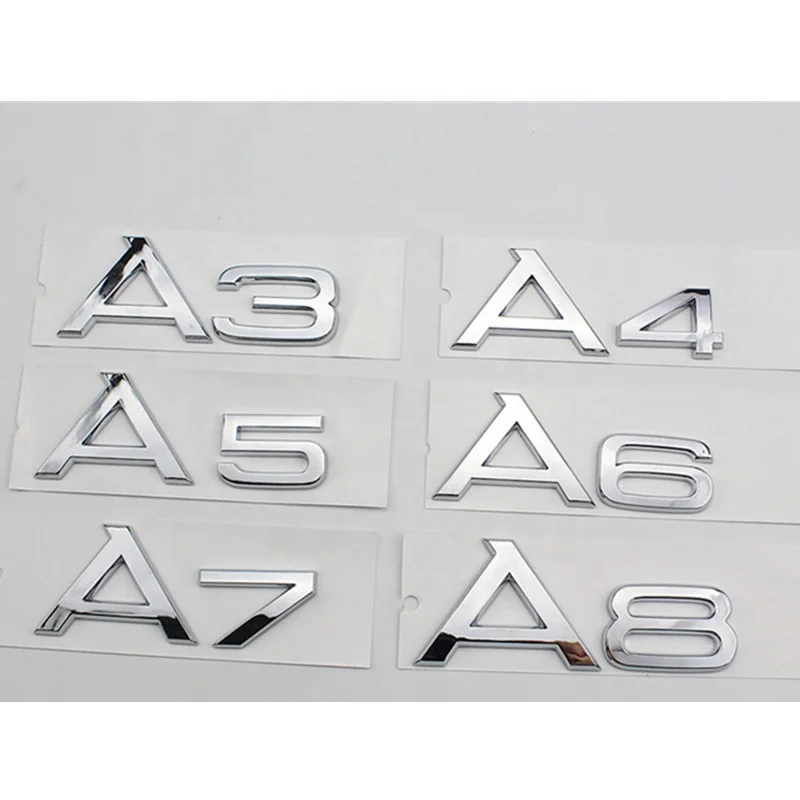 
A3 A4L A5 A6L A7 A8 Q3 Q5 Q7 1.8T 2.0T 2.4 3.0T 3.2 3.6 4.2 for All Trunk Emblem Car Sticker 