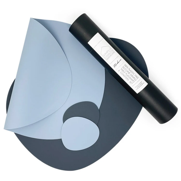 Leather texture Silicone waterproof Placemat and Coaster Set Dining Table Mat