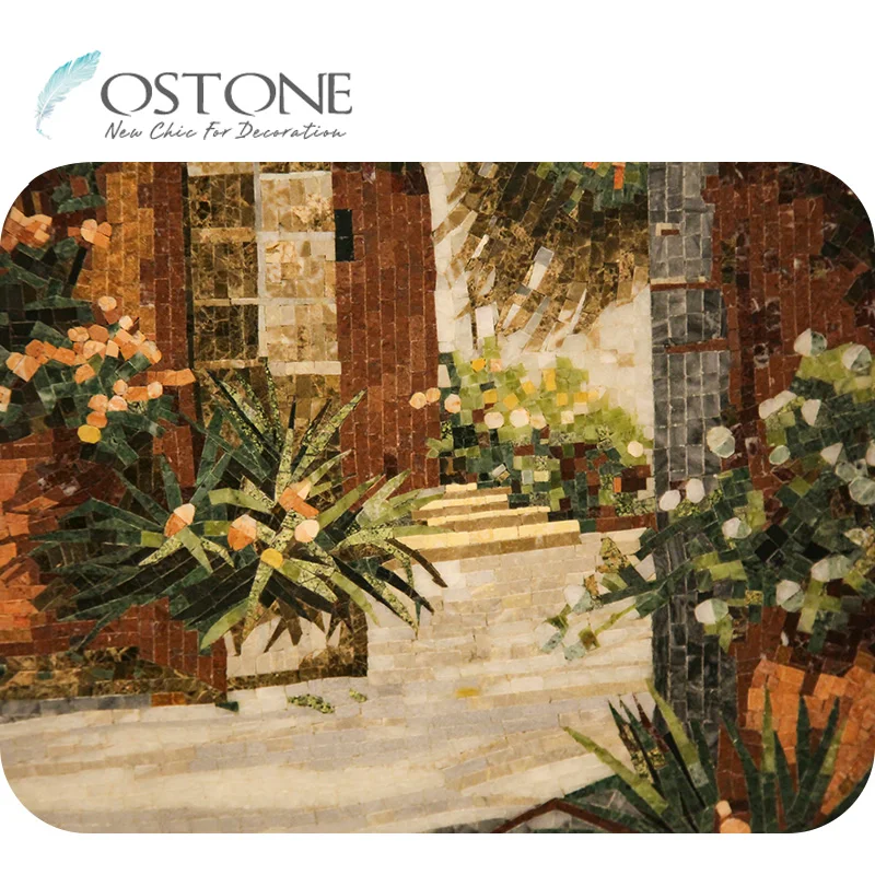 China Manufacturer Mediterranean Design Marble Mosaic Scenery Art Painting