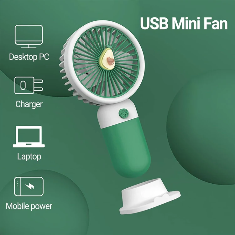 Cute Mini Fan Kawaii Hand Fan Portable Desk Fan Rechargeable Summer Fruit Phone Rack For Women Air Cooler Mini-Ventilator