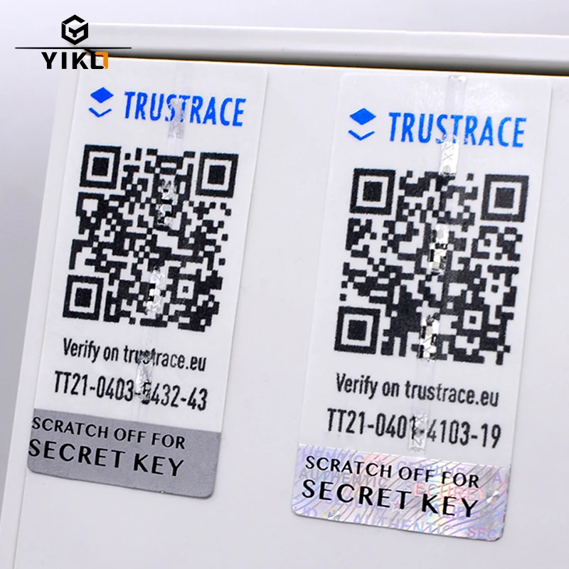 Пользовательские водонепроницаемая бумага Qr-код наклейки безопасности переменная печать логотипа наклейка с царапинами и случайным числом