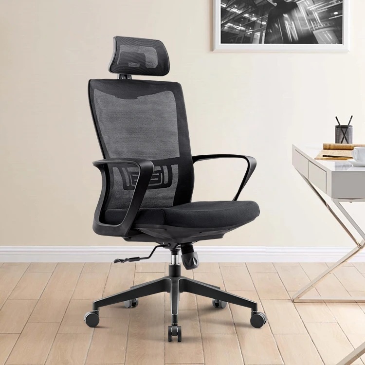Modern High Back Best Ergonomic Design Sillas De Oficina Black Executive Swivel Fabric Mesh Office Chairs With Headrest