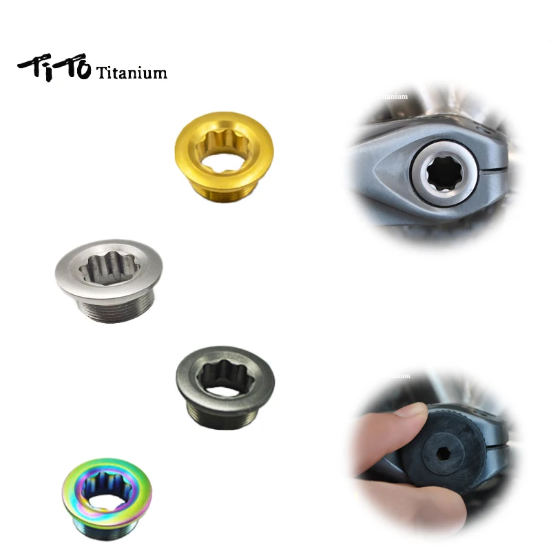 TiTo Titanium Alloy Crank Cover Shimano Hollow Crankset M20 Bottom Screw Sandblasted/Polished Surface Dust Cover