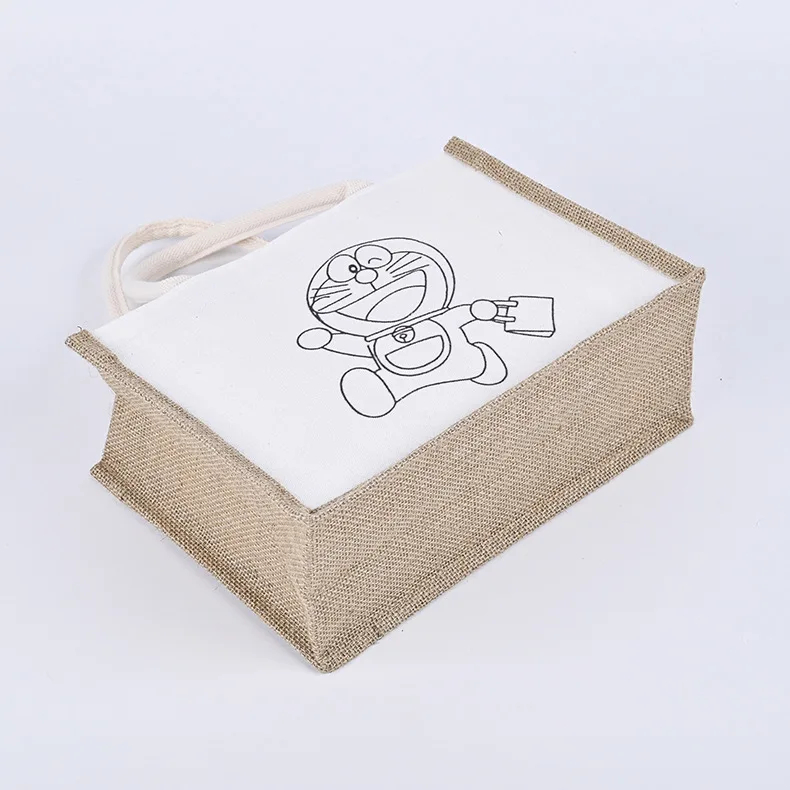 Cheap Custom Logo Printed Eco Recycle Natural Foldable Reusable Jute Burlap Linen Shopping Bags Jute Tote Bag