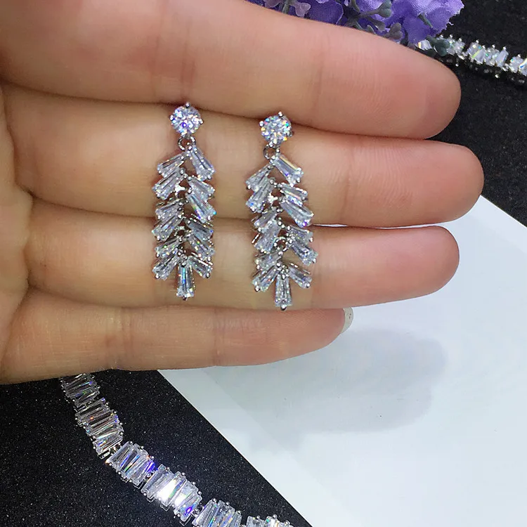 2024 New Style Rhodium Plated AAA CZ Jewelry Set,Earrings Necklace party Set for women and girls, Factory price N-295