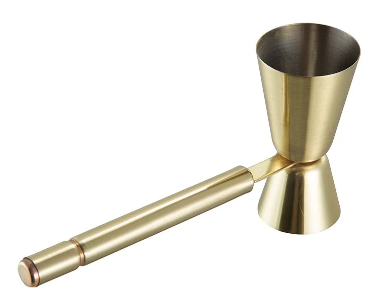 Food Safe Grade Whisky Stainless Steel Gold Plated Metal Double Side Cocktail Jigger