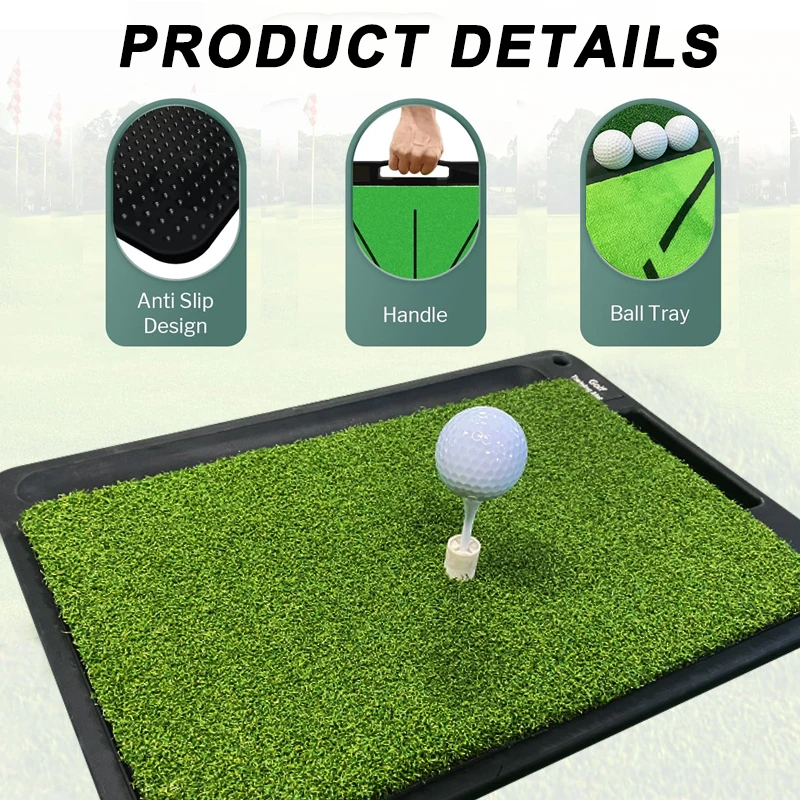 Factory Hot Sales Driving Range Golf Hitting Mat Swing Training Mat Indoor Golf Mat with Ball Tray