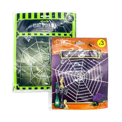 White Halloween Spider Web With Spiders For Home Decoration