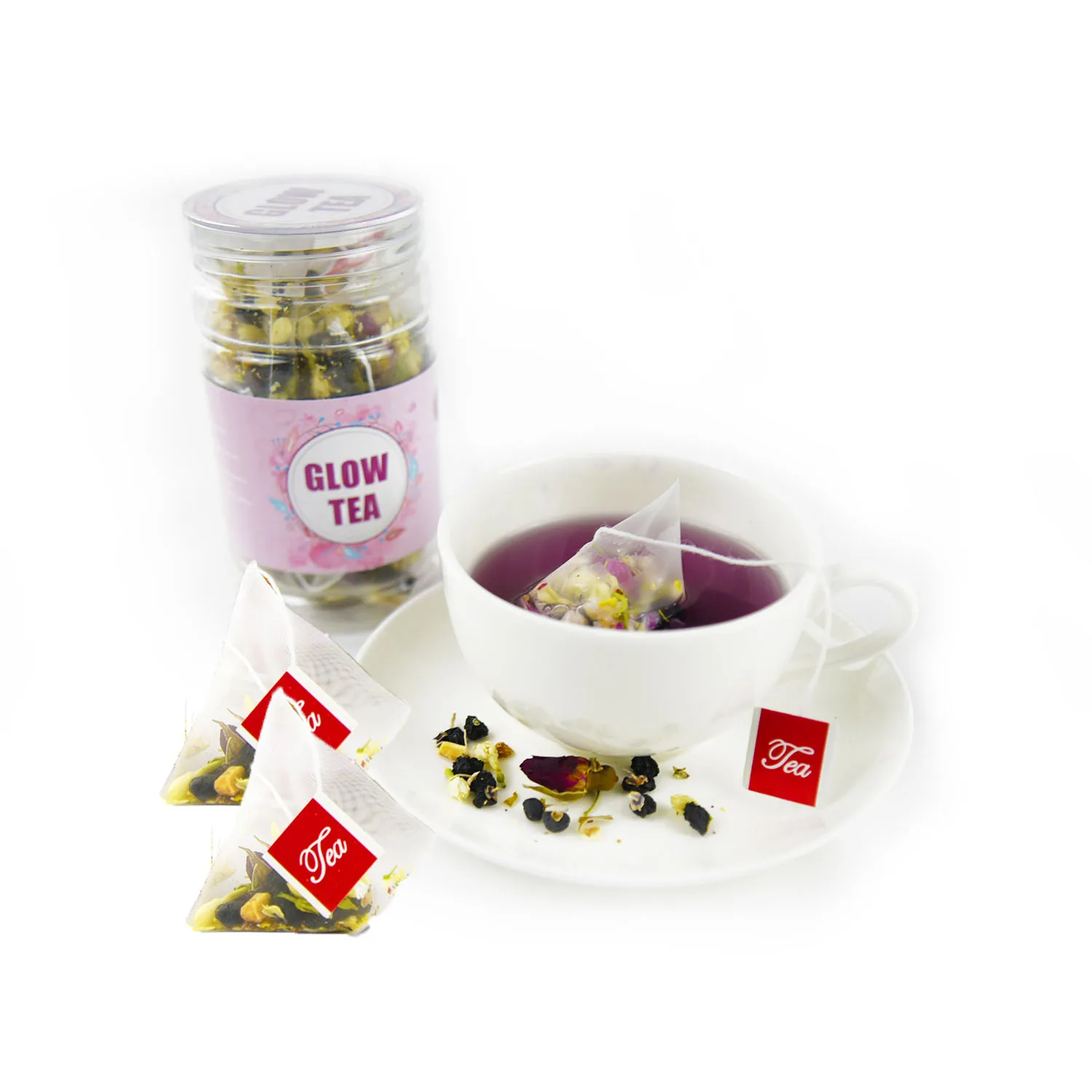 Private label rose flower black wolfberry beauty skin glow tea with 100% herbal blended detox herbs clean