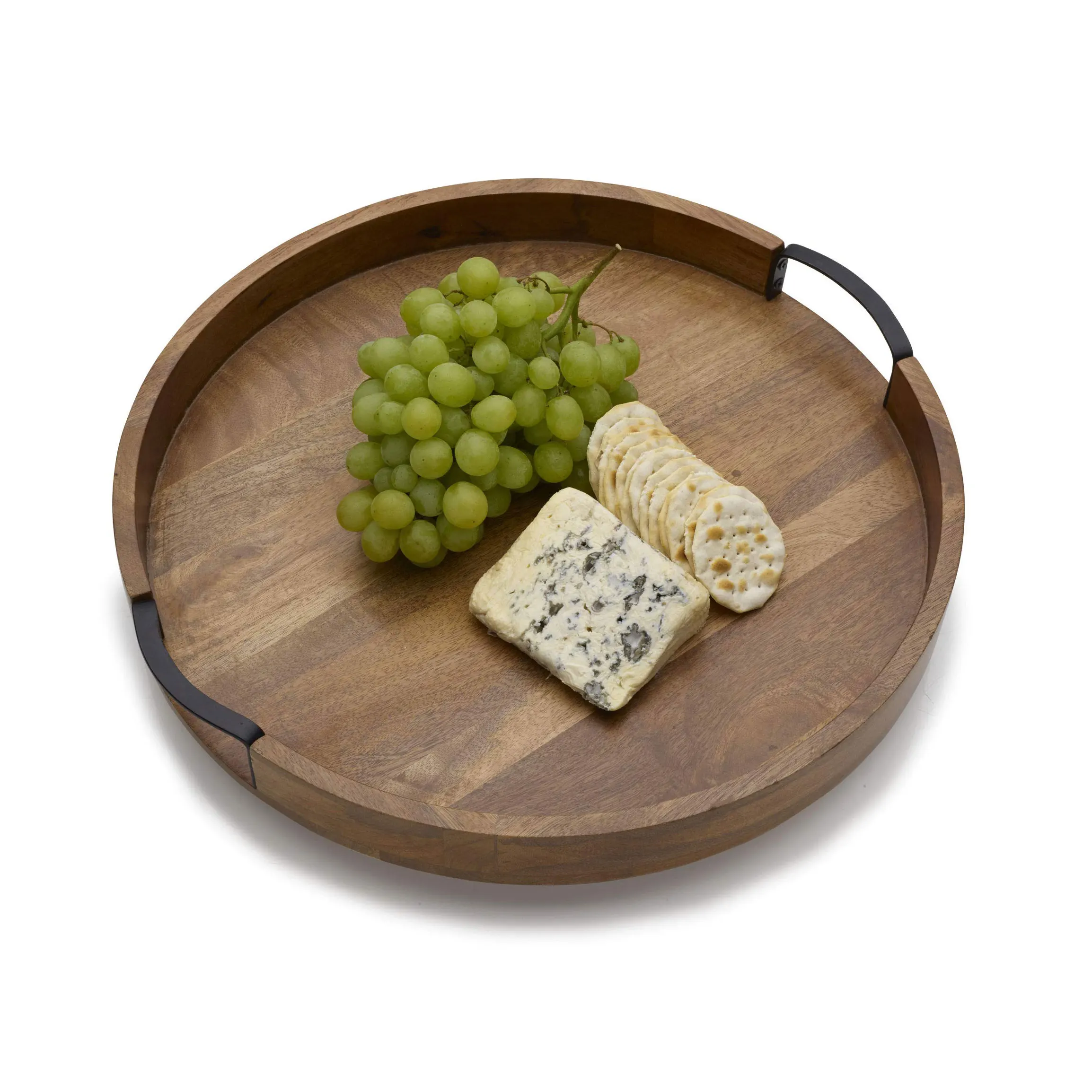 Minimalist Custom Storage Tray Display Round Lazy Susan Serving Tray Round Mango Wood Serving Tray With Handle