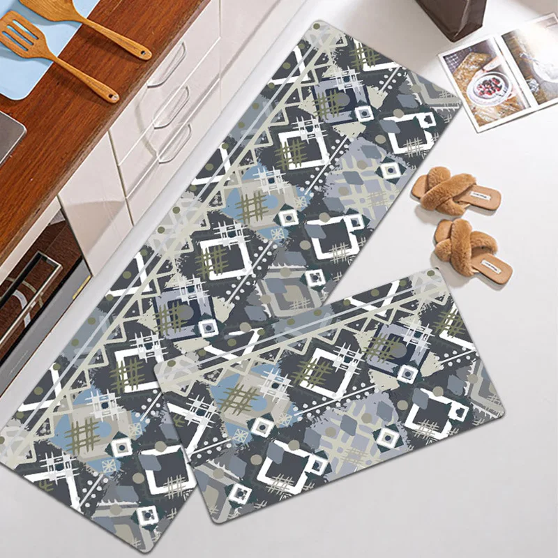 2022 China Factory Non-slip Durable Pu Foam Geometry Printed Anti Fatigue Floor Long Kitchen Mats