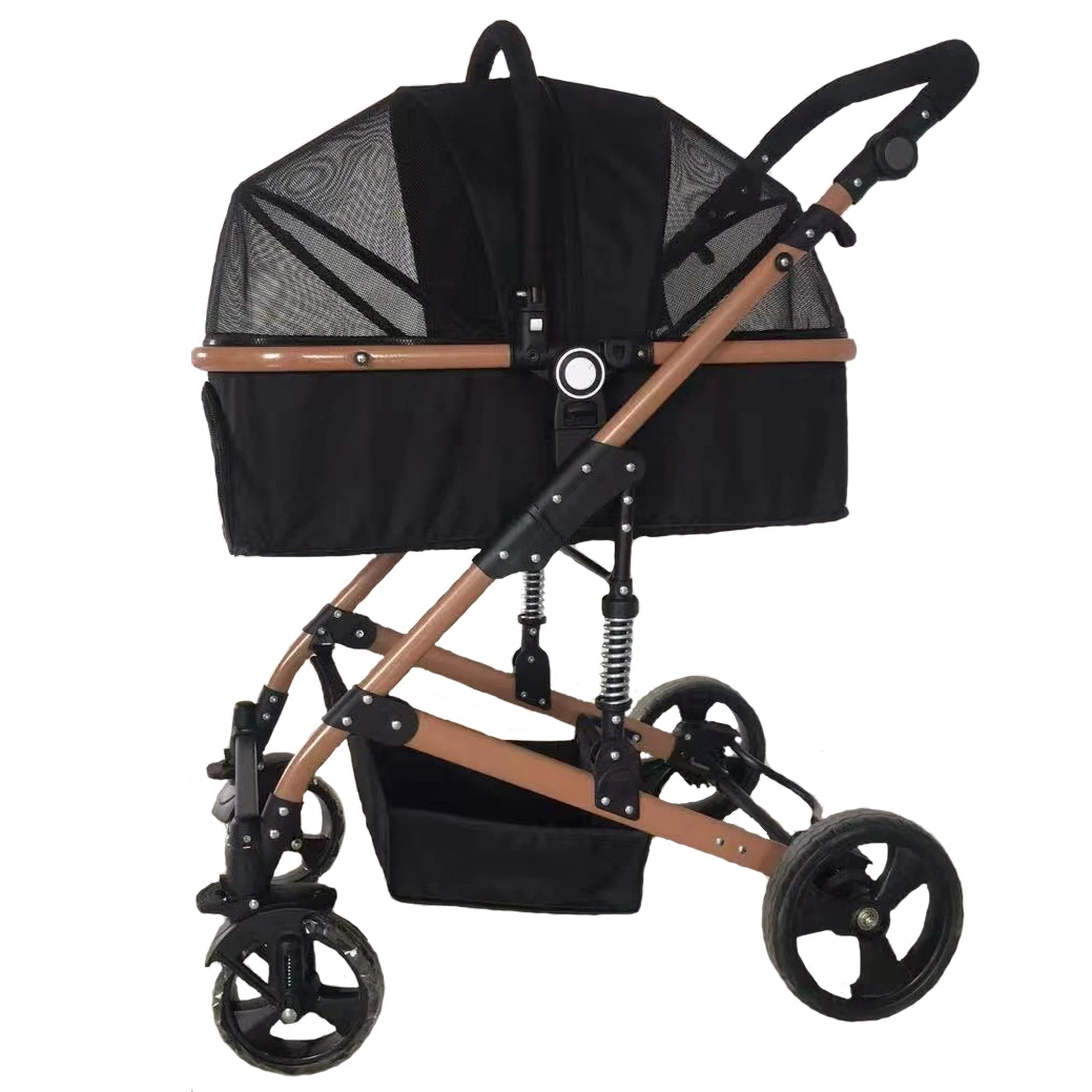 High landscape wholesale pet carrier stroller easy traveling dog pram pushchair with luxury carrycot