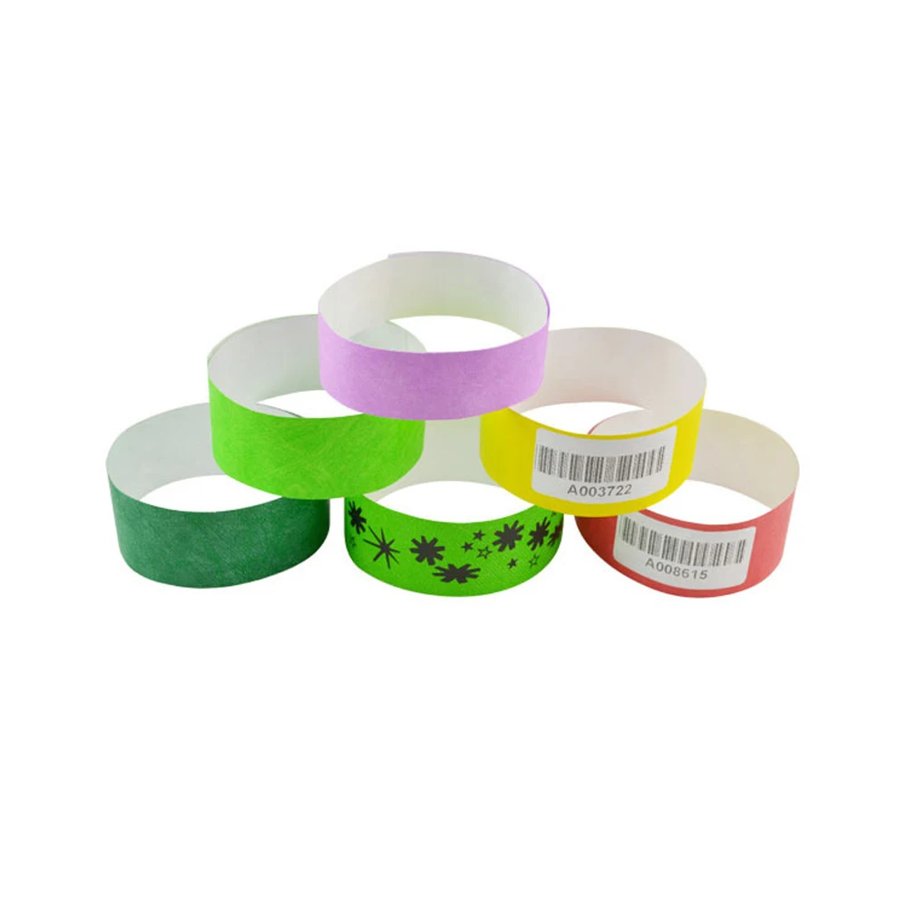 Customized Logo Cheap Disposable Waterproof Paper Printable RFID Tyvek Wristbands With Serial Number