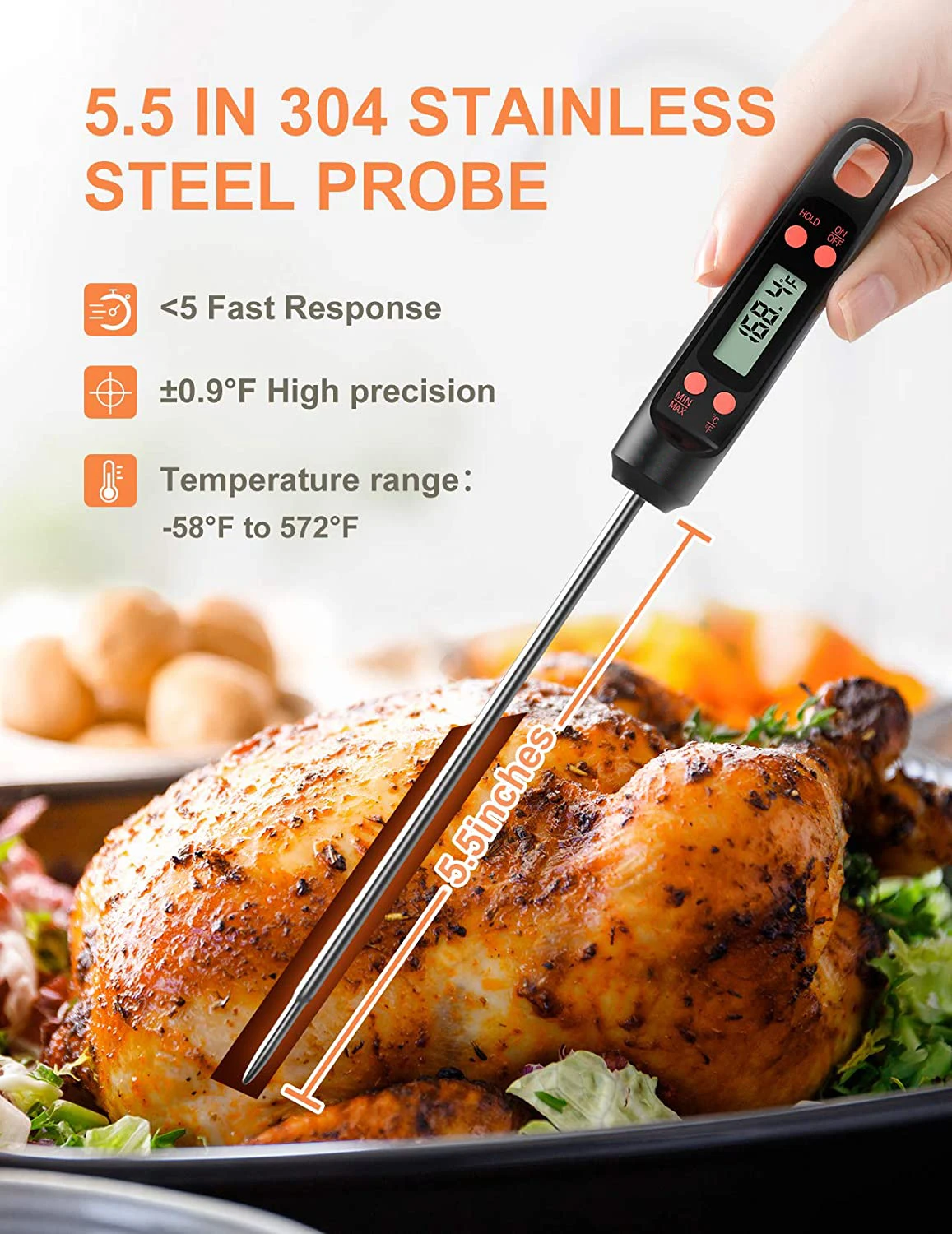 Kitchen Oil Meat Thermometer Cooking Kitchen LCD Display Instant Read Thermometer