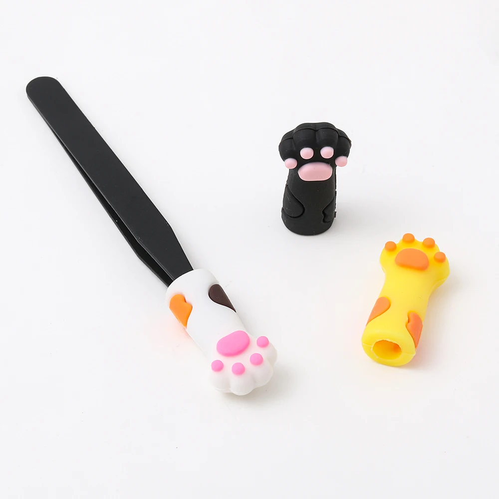 3 Colors Cat Paw Shape Silicone Nipper Tweezers Nail Cuticle Scissors Protective Sleeve Manicure Pedicure Tools Protector