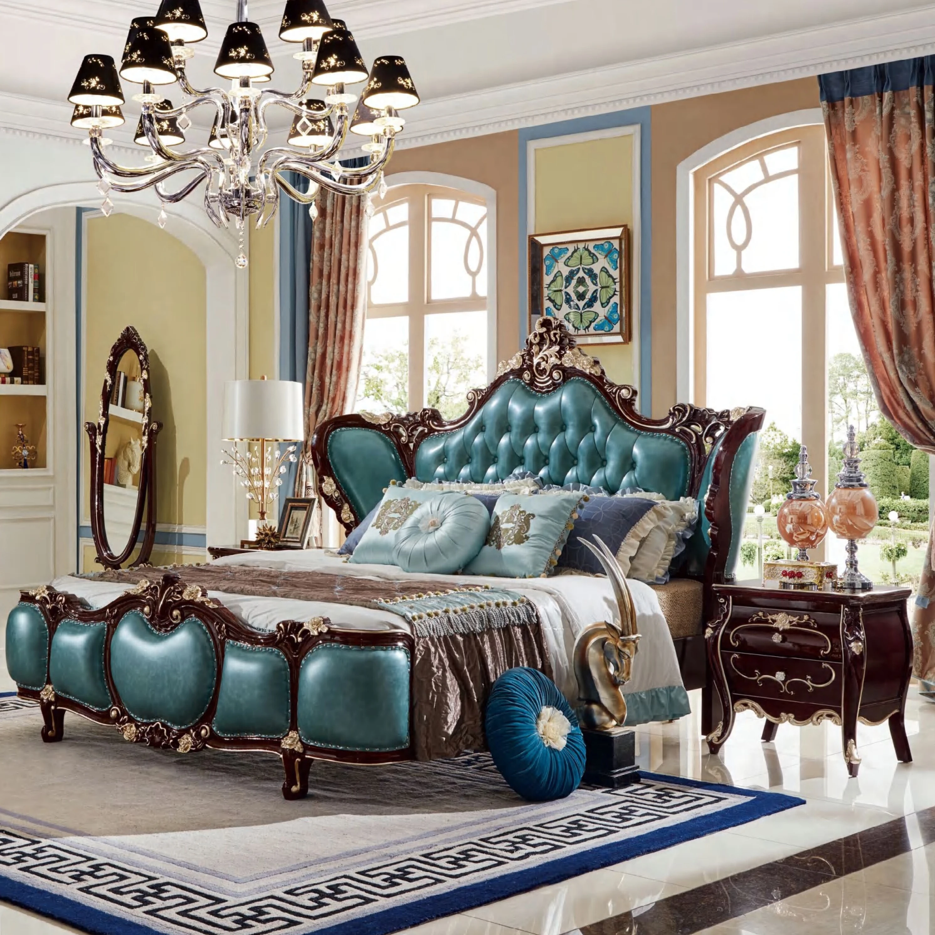 New Design European Luxury Design 5 Pcs King Size  Bedroom Furniture Set