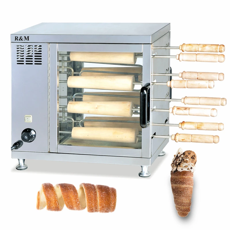 Electric gas kurtos kalacs trdelnik chimeny chimney cake oven cak cone bake maker price roller roll bakery grill making machine