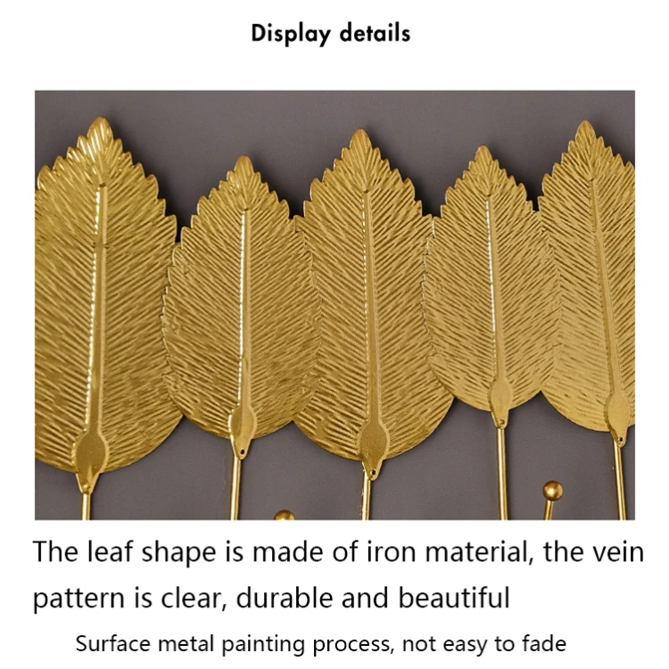 Golden Home Decor Metal Leaf Shape Kitchen Hook Door Wall Wardrobe Clothes Bag Key Scarf Hanger Decoration Multi-Purpose Hooks