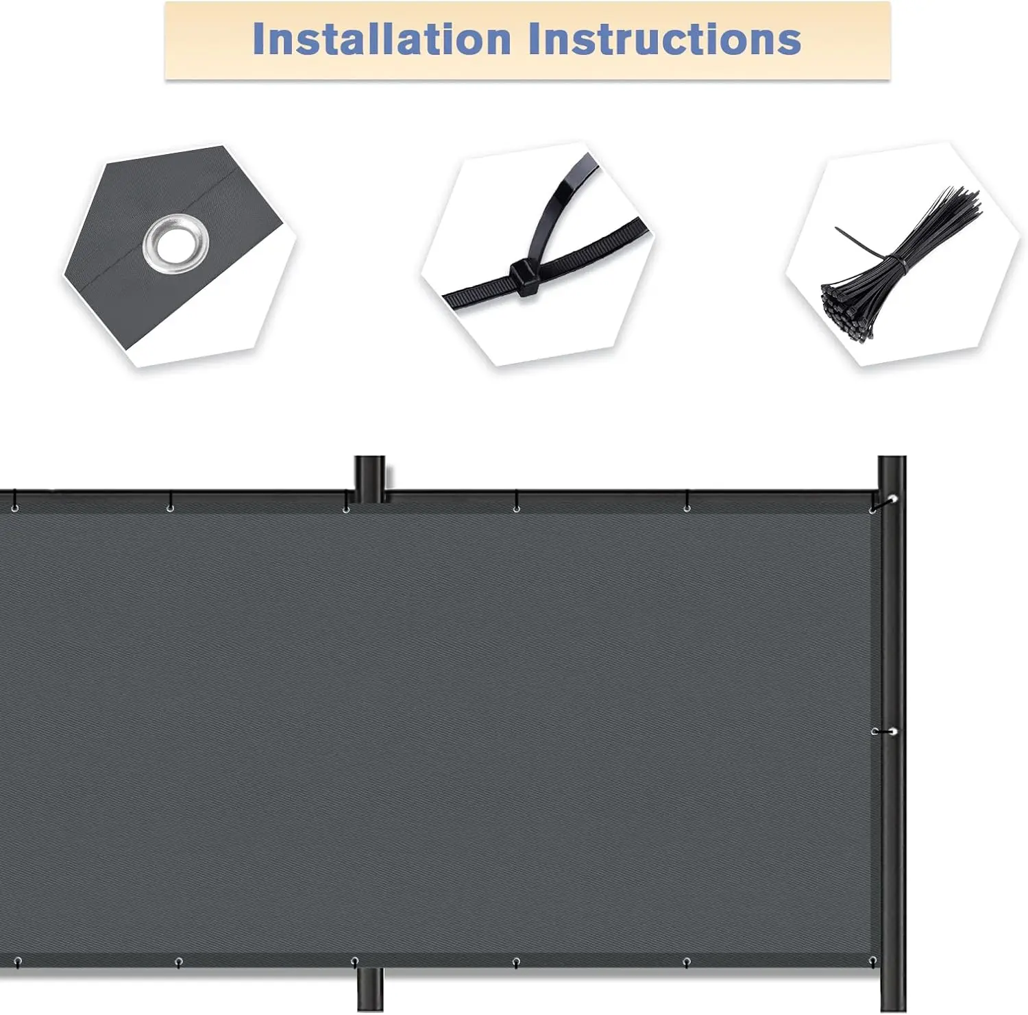 Polyester Waterproof Balcony Privacy Screen Net Garden Decoration Fence Mesh Rainproof Sun Shade Net