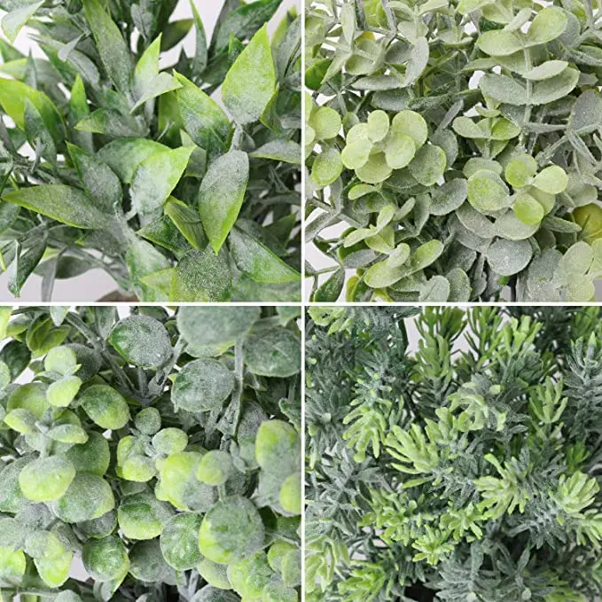 Faux Plants Indoor Plastic Eucalyptus Greenery in Pots Herbs Plants Decor for Home Office Desk Shelf Centerpiece Decoration