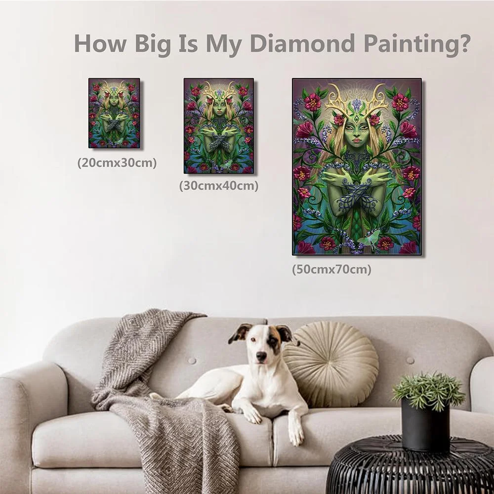 FIYO DIY 5D Flower Witch Diamond Painting Full Drill Kits Home and Kitchen Fashion Crystal Rhinestone Cross Stitch Embroidery