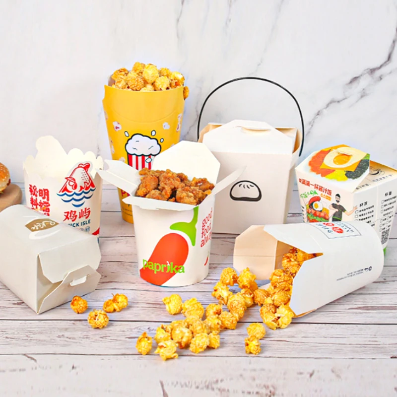ZJPACK Disposable packing food containers takeaway doner box 16oz 26oz 32oz kraft noodle paper box
