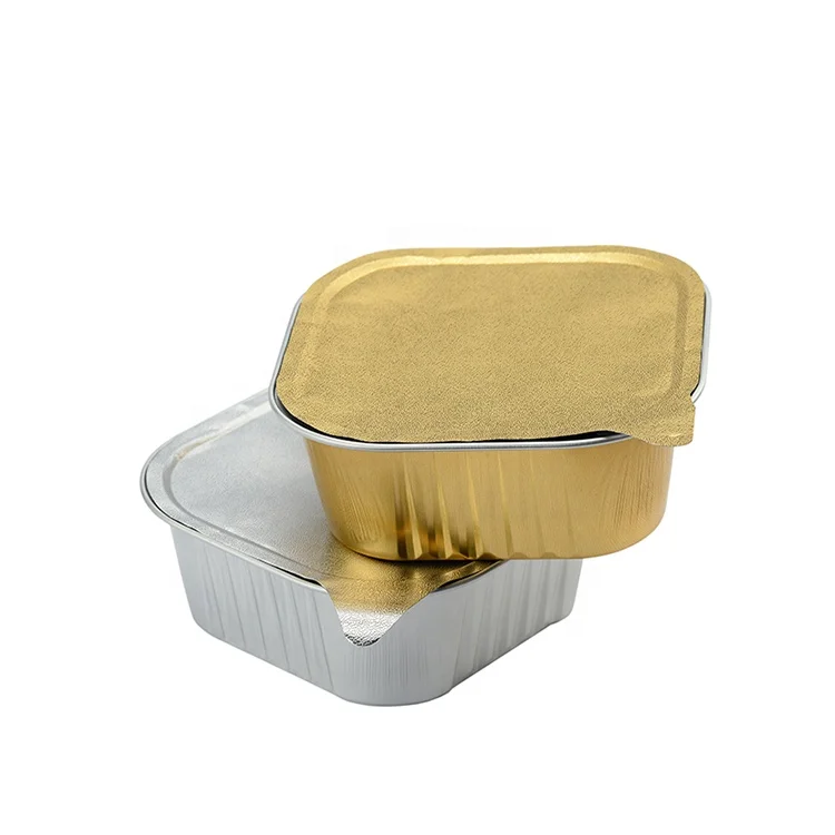 square yogurt cup pudding muffin cake cheese snack lunch supper dinner picnic tiny aluminum container foil food tray with lids