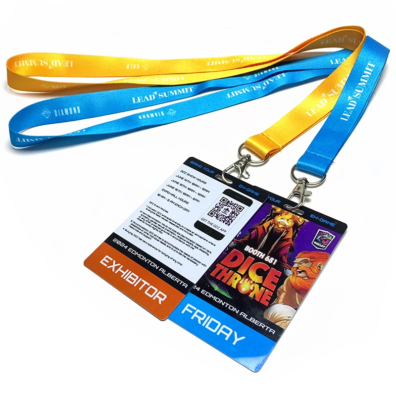 Индивидуальные оптовые продажи полноцветные печатные бейджи Vip Pass ремешки и визитки с кодом Qr