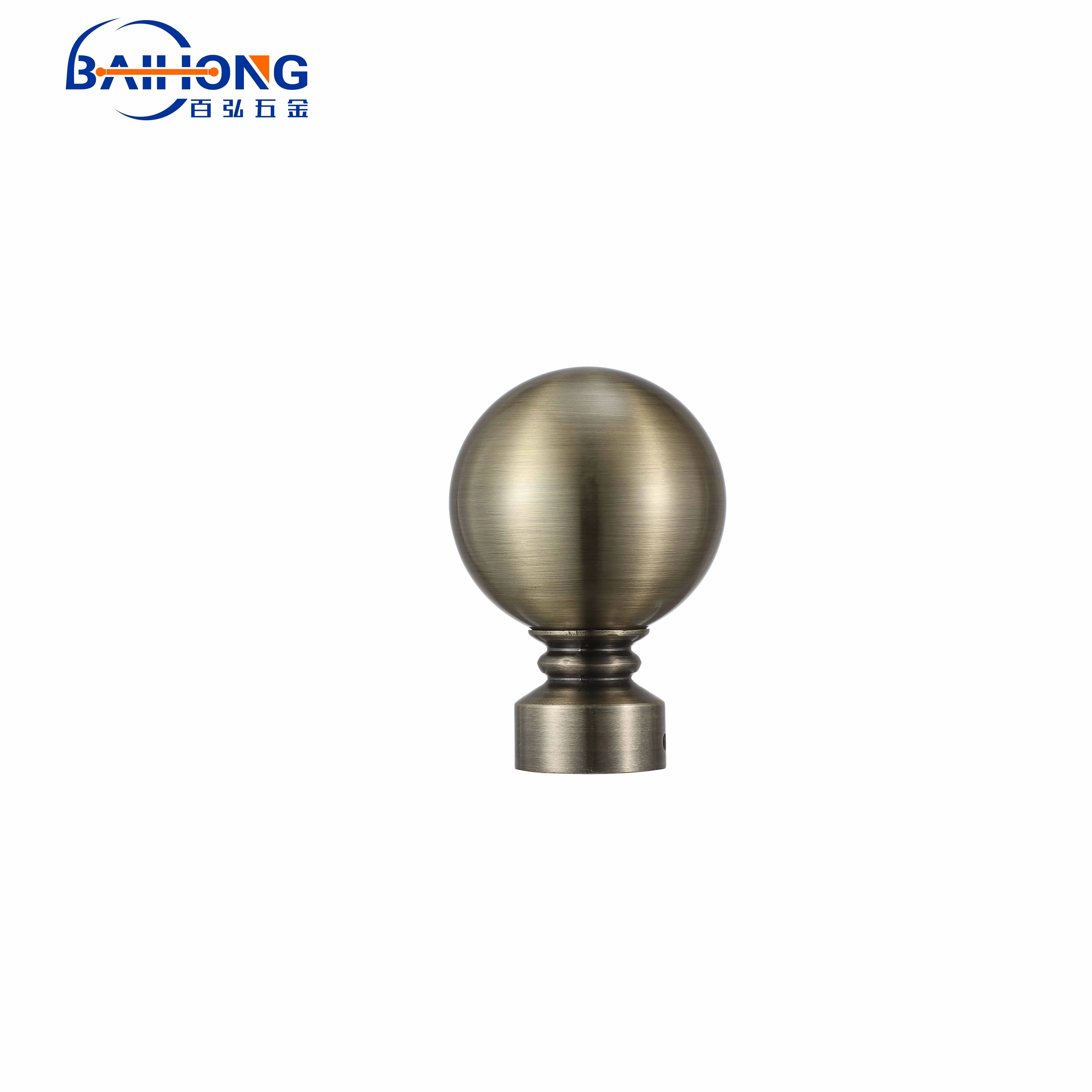 RTS 28mm diameter iron curtain rod finials double bracket and 6m threaded curtain rod black Russ nickel bronze gold in stock