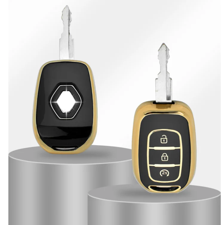 Хит продаж ТПУ мягкий чехол для ключа Renault 3 кнопки ключей автомобиля с золотой линией аксессуары