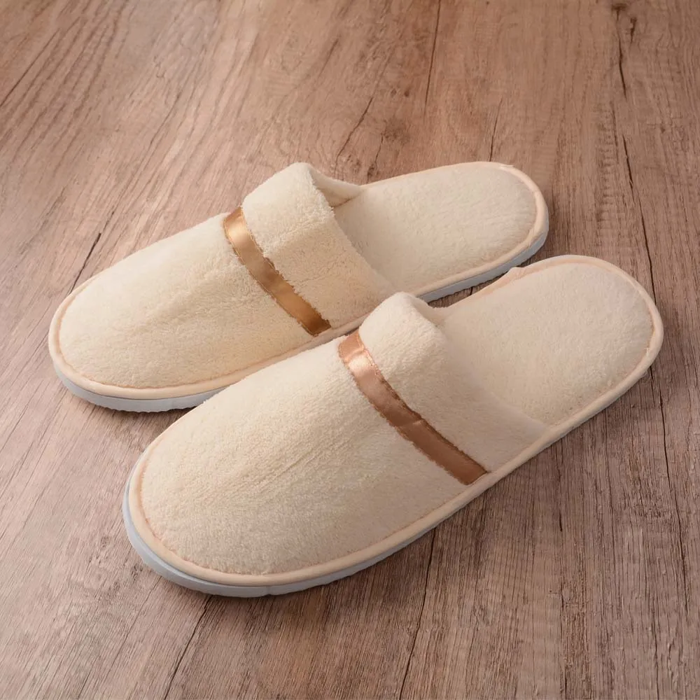 Customized hotel slippers, soft coral velvet slippers, customized logo, luxury five-star hotel disposable slippers