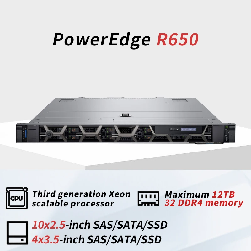 Оригинальная новая Серверная система Poweredge R650 1U Intel Xeon Rack для веб-хостинга и баз данных
