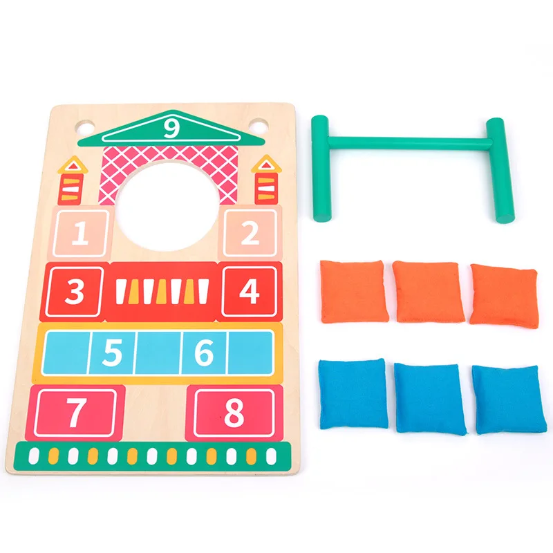 kids Outdoor Toys Custom Wooden Portable Beanbag Toss Game Sandbag Board Toddler Wooden Portable Bean Bag Throwing Game