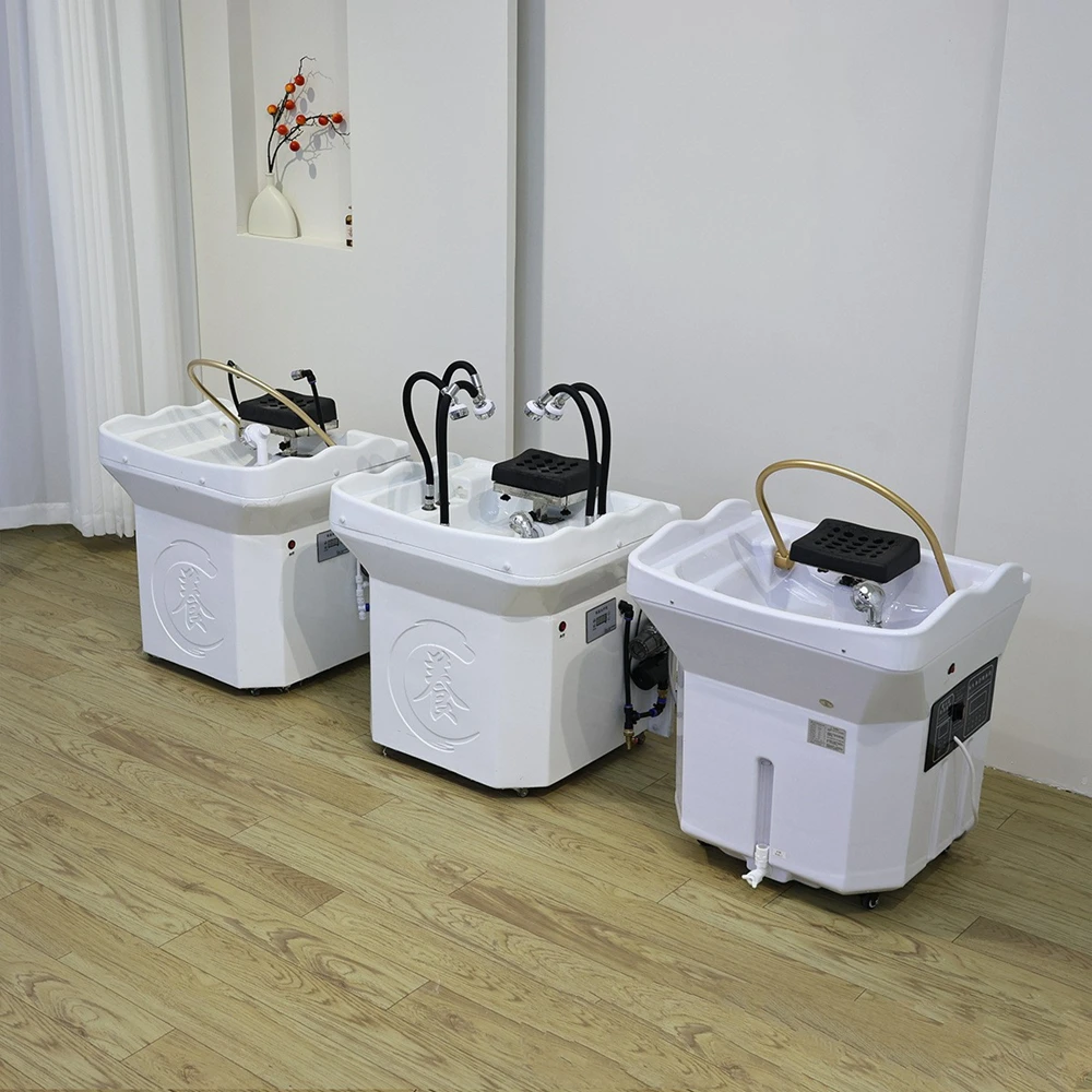 Beauty Salon Furniture Shampoo Bowls Sink and Head Massage Machine Chairs Removable Water Storage Shampoo Basin with Water Tank
