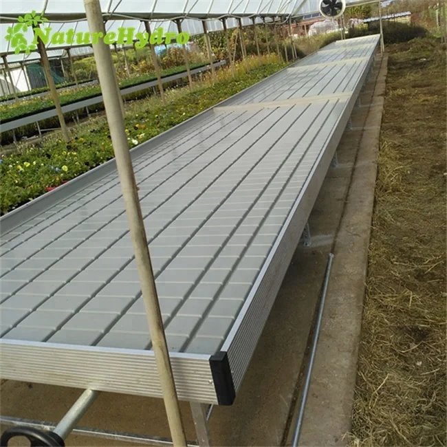 
Hydroponic 4x8 flood tray plastic rolling table for agricultural greenhouse 