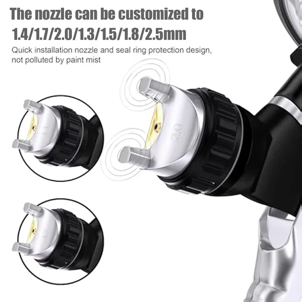 New Upgrade 600ML Black Gravity Type Pneumatic Paint Spray Gun Kit With 3 Nozzles& Other Accessories Air Paint Gun Car Painting.