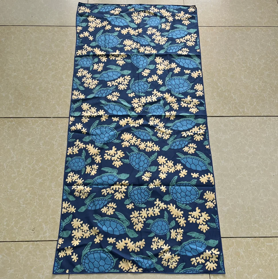 Custom Printed Personalized Sea Turtles Ocean Sand Free Recycled Microfiber Beach Towel For Kids Adults