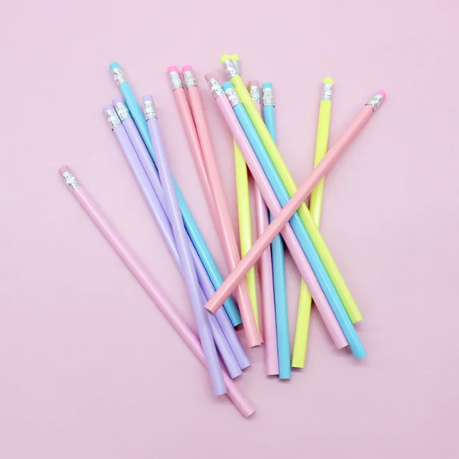 Wholesale Macaron Triangle Rod Sketch Painting Pen School Supplies HB Pencil With Eraser
