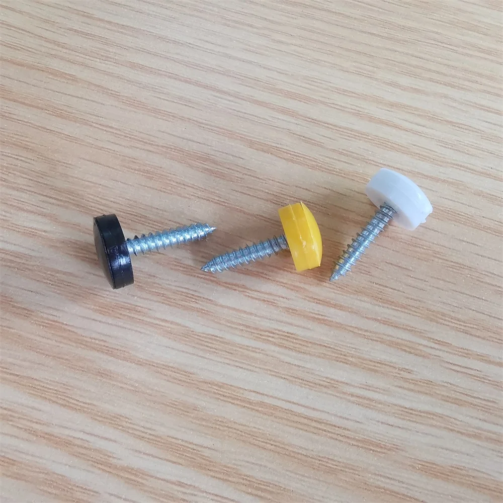 Universal Number License Plate Fixing Bolt Screws WIth Hinged Screw Covers
