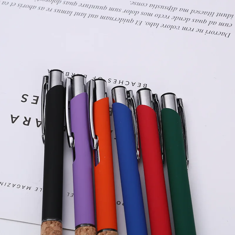 High Quality Aluminum Metal Pen Promotion Gift Cork Grip Pen Logo Custom