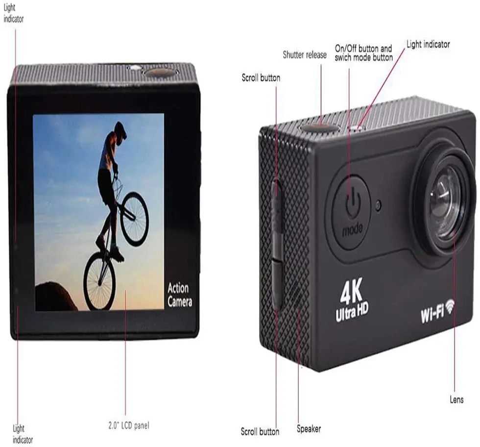 Горячие Продажи 4 К Видео Wi-Fi 1080 P HD Водонепроницаемая DV Видеокамера 170 Градусов Широкоугольный Спорт Действий Открытый Д